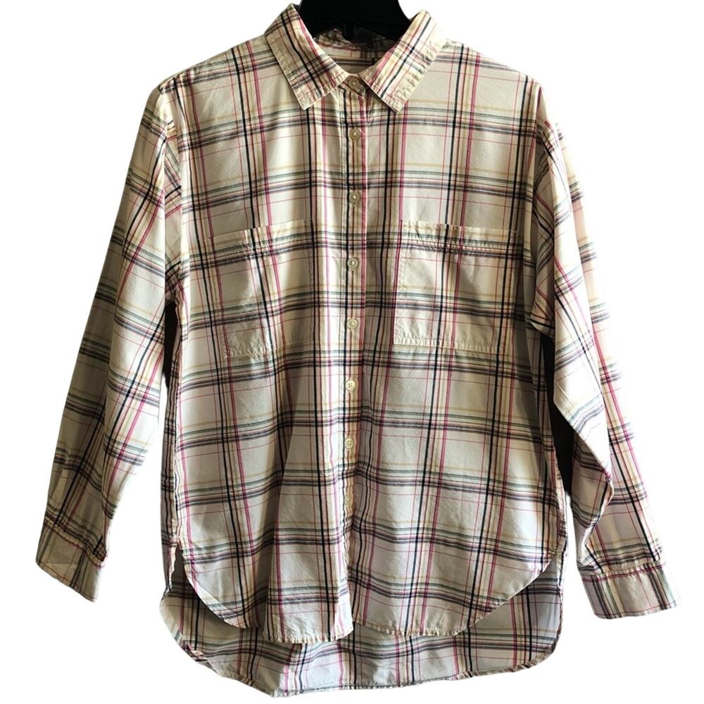 Loft Multicolor Plaid Button Down Collared Boyfri… - image 1